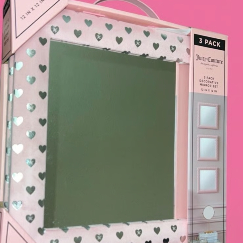Juicy Couture Pink and Silver Heart Mirror Trio